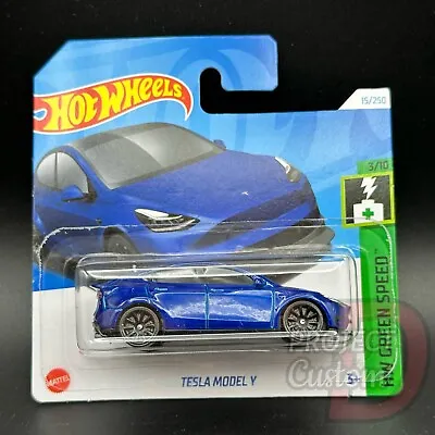 Buy Hot Wheels Tesla Model Y Blue HW Green Speed 3/10 15/250 Case C 2024 • 4.99£