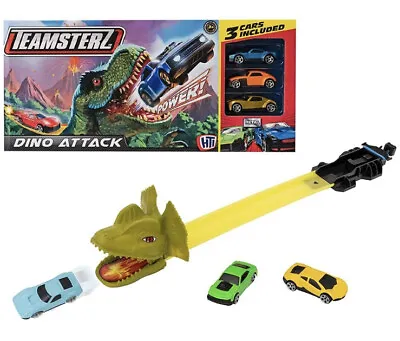 Buy Dinosaur Race Track Launcher With 3 Cars Teamsterz Dino Attack Racing Toy • 8.99£