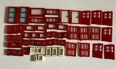 Buy Lego Vintage 1960’s 1970’s Lego Red Windows Doors Job Lot With Plastic Inserts • 7.99£