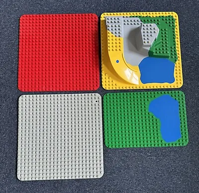 Buy 4 Lego Duplo Zoo Large Base Plates Raised 3D Water Slide, Red & Grey , Green • 30£