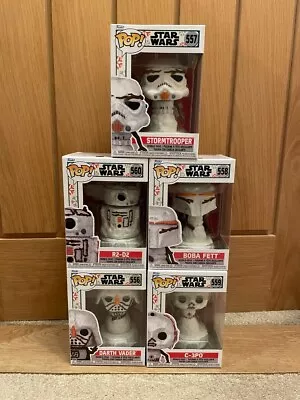 Buy Funko POP Star Wars Holiday Snowman Stormtrooper, R2-D2, Boba Fett, Darth Vader • 49.99£