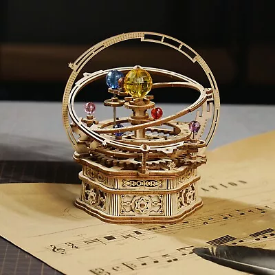 Buy 🇬🇧genuine Robotime Orrery 3d Solar System Starry Night Wooden Puzzle Music Box • 24.49£