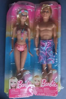 Buy 2012 Mattel Barbie & Ken Beach Dolls Lot Of Two NIB • 50.45£