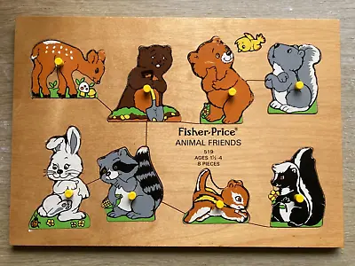 Buy Fisher Price 1970s Vintage Animal Friends Wooden Puzzle 519-E / 8 Pieces Rare • 10£