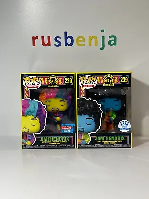 Buy Funko Pop! Rocks Jimi Hendrix Blacklight Yellow & Blue Pair #239 • 45.99£