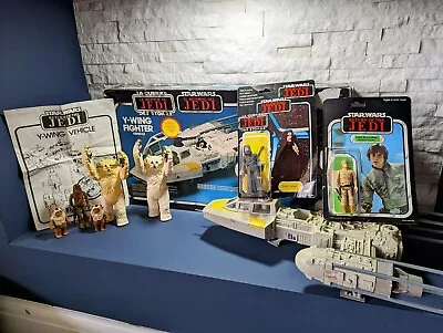 Buy Vintage Kenner Star Wars Return Of The Jedi Figures Bundle Y-Wing Fighter • 400£