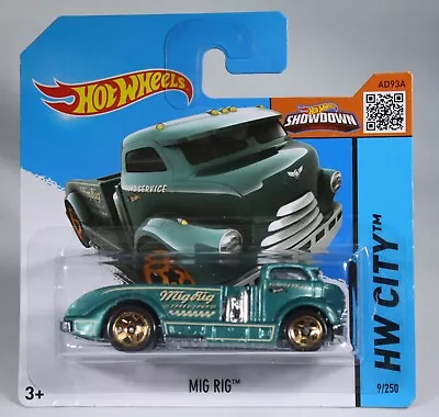 Buy Hot Wheels Mig Rig Truck In Turquoise From HW City Series With ZAMAC Base- CFL37 • 4.99£