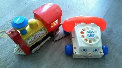 Buy Vintage Fisher Price Pull Along Telephone And Circus Train • 5£
