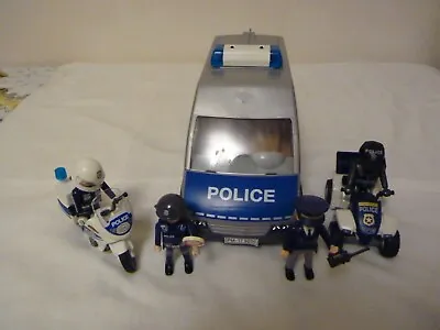Buy Playmobil Police Van With Flashing Lights/siren Motorbike, Quad Bike, Policemen • 12.99£