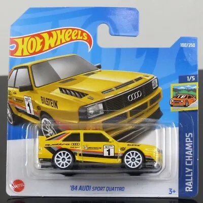 Buy Hot Wheels 2022 180/250 Rally Champs '84 Audi Sport Quattro Yellow CARDED SEALED • 7£