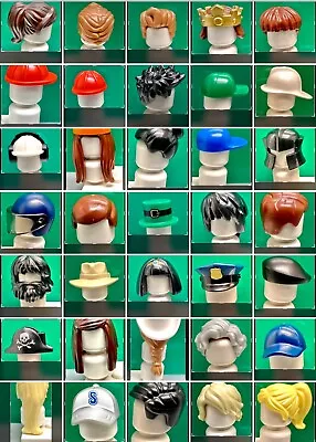 Buy LEGO Minifigure Hair, Female, Male, Hats, Different Sets, 60 Types, 2 Pieces • 3.49£