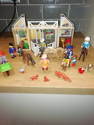 Buy Playmobil Horse Stable/Farmyard Fold Out Play Set, Lots Of Extra Figures Bundle  • 12£