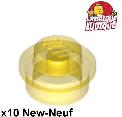 Buy LEGO 10x Plate Round 1x1 Straight Side Yellow Transp./trans Yellow 4073 NEW • 1.24£