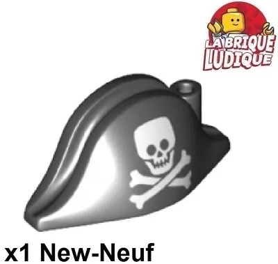 Buy LEGO 1x Headgear Hat Bicorn Pirate Skull Deadhead Black/Black 2528pb14 • 1.37£