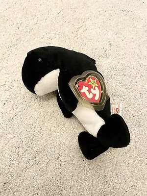 Buy TY Beanie Babies - Waves The Orca Whale - With Tag Protector - Vintage! • 4.99£