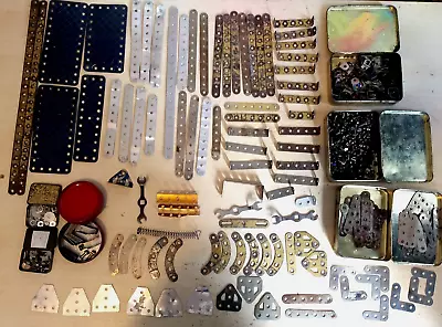 Buy 1.6kg Vintage Meccano, Gold, Blue, Silver - Strips, Plates, Tins, Nuts, Bolts, 5 • 10.99£