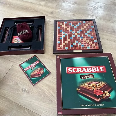 Buy Scrabble Deluxe Edition By Mattel Vintage 2000 Wooden Tiles & Turntable.  • 40£