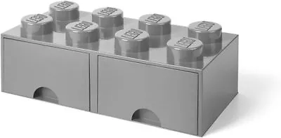 Buy 04B1127M LEGO Brick 2 Drawers Stackable Storage With 8 Knobs, In Grey • 77.69£