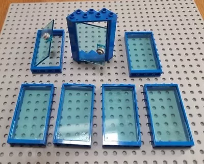 Buy  Lego Door / Window Frame 1 X 4 X 6 Blue With Tinted Glass Inserts - P/N 60596 • 5.99£