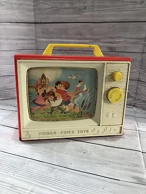 Buy Fisher Price Toys Vintage 1966 2 Tune Picture Stories Giant Screen Music Box TV • 15£