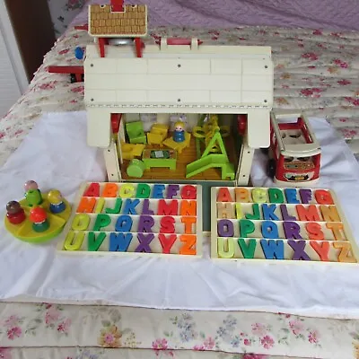 Buy Vintage 1970s Fisher Price Play Family School House And Bus • 35£