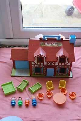 Buy Vintage Fisher Price Play House With Figures & Furniture • 14.95£