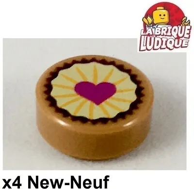 Buy LEGO 4x Tile Round Decorated 1x1 Cake Cake Pastry Heart Icing 98138pb094 • 1.70£