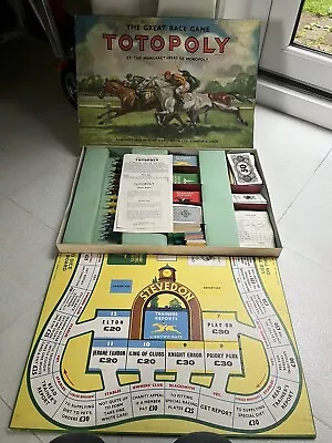 Buy Totopoly Board Game VINTAGE Waddingtons 1949 Plastic Horses 2-6 Players Complete • 24.99£