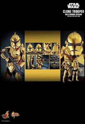 Buy IN STOCK New Hot Toys MMS735 STAR WARS 1/6 Clone Trooper Gold Chrome Version • 280£
