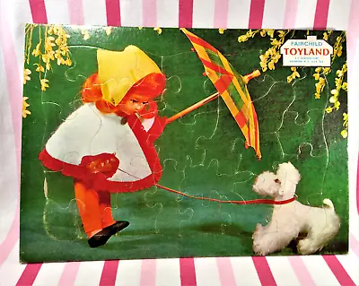 Buy Darling Vintage Fairchild Toyland Doll & Puppy Colorful Frame Tray Puzzle • 9.44£
