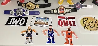 Buy Wrestling Figure Belt Bundle & Assort Stickers WWF Hasbro WWE Retro Chella Toys • 9.99£