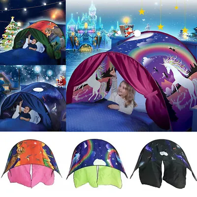 Buy Dream Tents Kids House Unicorn Foldable Tent Pop Up Indoor Bed With Light Gifts • 13.99£