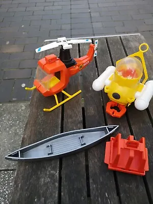 Buy 1978 Fisher Price 323 Marine Adventure People Rescue Helicopter Sub Cage Canoe  • 22£