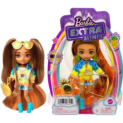 Buy Barbie Extra Minis Doll 5.5 Inch Wearing Tie-Dye Jacket & Shorts With Stand • 12.49£