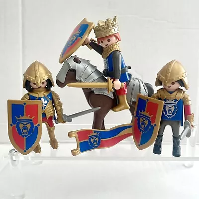Buy Playmobil Lion Knights King & Soldier Figures With Horse, Weapons & Shields • 8£