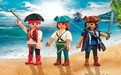 Buy [NEW] Sealed Playmobil 9884 Three Pirates A Female Pirate And Two Pirates • 10.99£