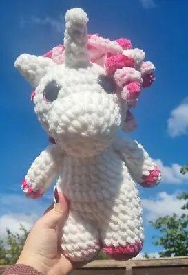 Buy Handmade Crochet Unicorn Plush. Sparkly White With A Barbie Inspired Mane 🦄 • 25£
