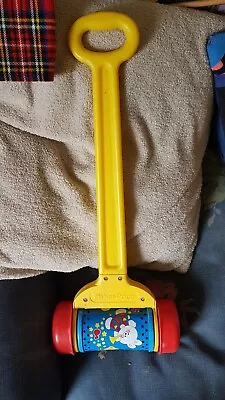 Buy Vintage Fisher Price Musical Melody Chime Push Roller Toy Yellow Handle 22” • 5£