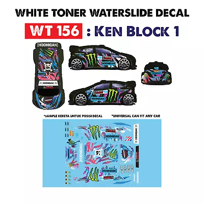 Buy WT156 White Toner Waterslide Decals KEN BLOCK 1 For Custom 1:64 Hot Wheels • 3.78£