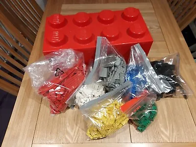 Buy Large Red Lego Storage Box 2 X 4  With Bags Of Mixed Coloured Lego Pieces C2.8kg • 43.50£