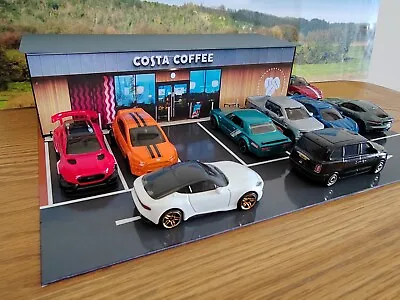 Buy 1:64 Scale Model Ready Made Building Costa Coffee Shop & Car Park For Hotwheels • 12.85£