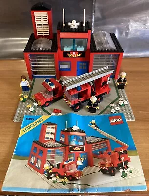 Buy Vintage 1985 LEGO 100% COMPLETE SET 6385 FIRE HOUSE I TOWN FIRE STATION • 77.12£