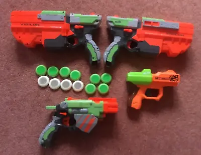 Buy 4x NERF GUNS : 2x NERF Vigilon, 1x Zombie Strike, 1x Vortex Proton + 12 Bullets • 15£