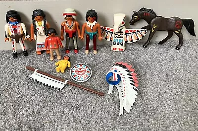Buy Playmobil Native American Indians Western Family - Totem Pole Head Dress Figures • 15£