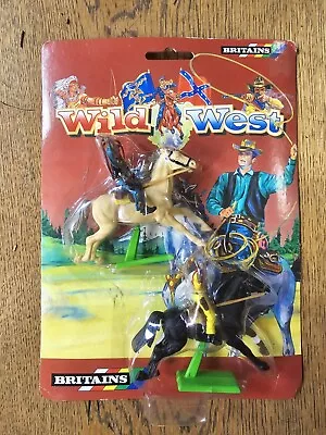 Buy Vintage Britains Deetail Wild West Mounted Cowboys Carded Set • 17.50£