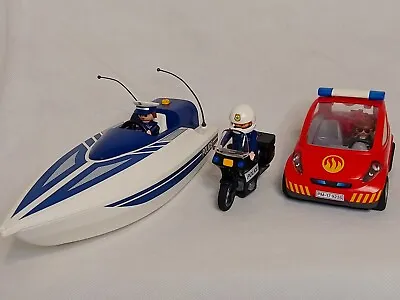 Buy Playmobil Police Boat, Bike & Fire Car • 7£