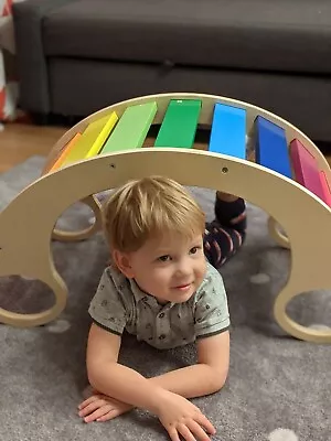 Buy Wooden Rainbow Rocking Toy Climbing Rocker Toddler Kid • 79.90£