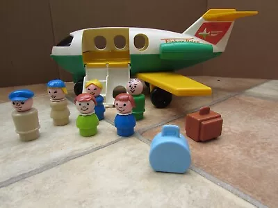 Buy Vintage Fisher Price Little People Plane With 6 Figures And 2 Suitcases • 22£