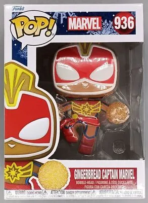 Buy #936 Gingerbread Captain Marvel - Marvel Damaged Box Funko POP With Protector • 11.99£