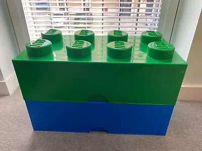Buy 2 LEGO Storage Brick Boxes In Green And Blue (8 Stud) • 20£